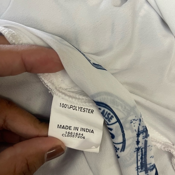 eShakti Midi Wrap Paris Eiffel Tower Stamp Dress In White Blue Women's Size XL - Picture 8 of 8